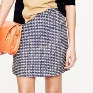 J.Crew Postage Stamp Mini Skirt In Navy Tweed Size 8